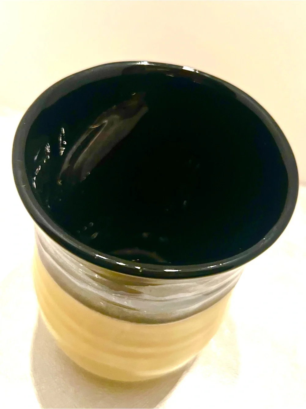 Studio Art Pottery Signed Neber Stoneware Mug Yellow/Black/ Watchman Grip Handle